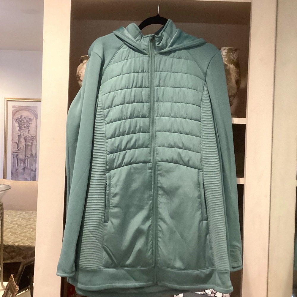 NWT WOMEN’S TEK GEAR LONG MIXED MEDIA JACKET SIZE XL in RIVER MOSS